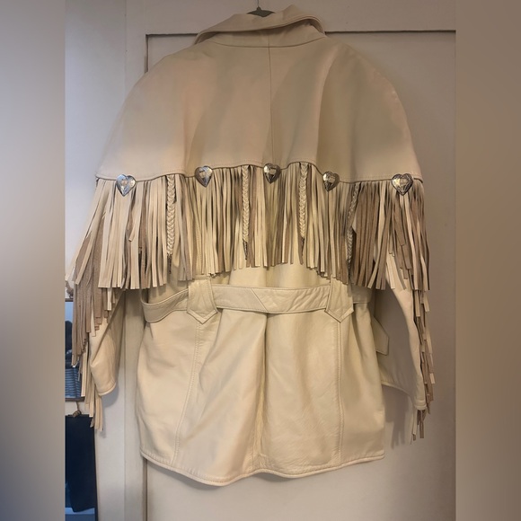 AMAZING Vintage 80’s Western Fringe Leather Jacket Size Large - Picture 6 of 14